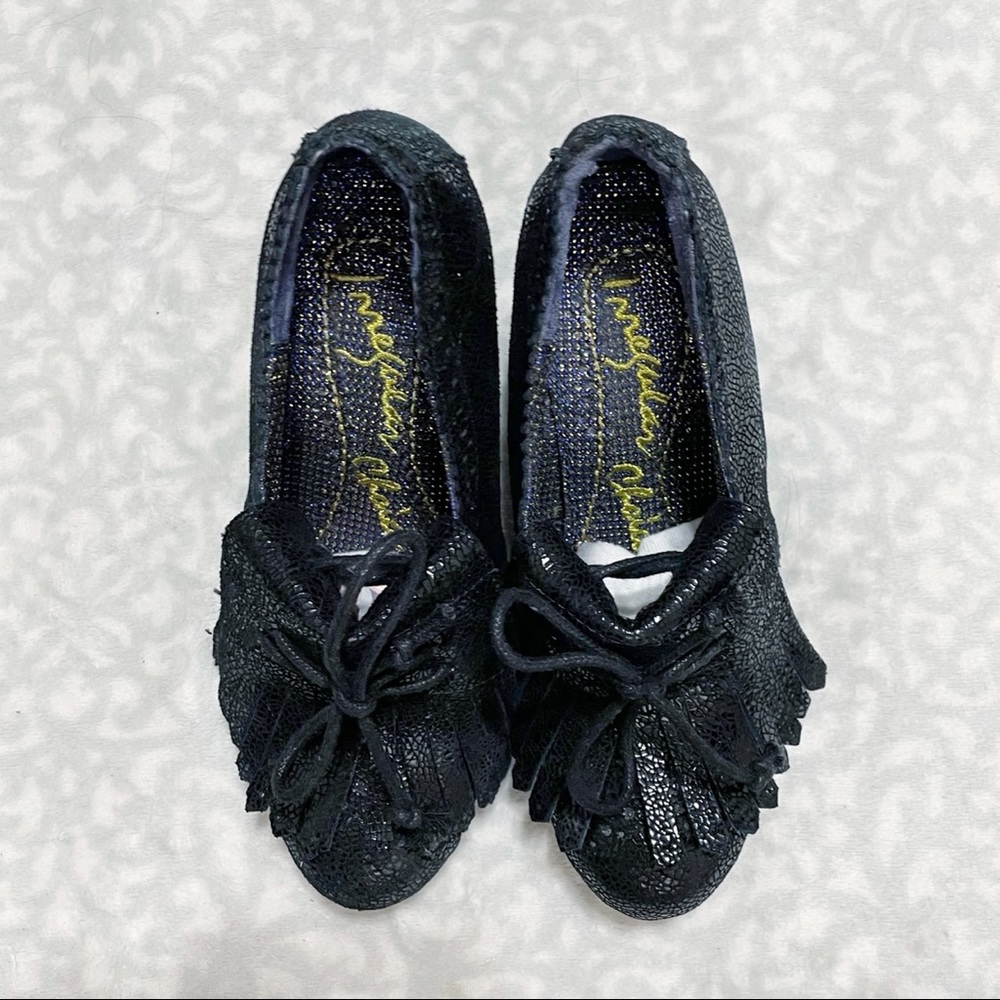 Irregular Choice Wedges I’m From The Future 6.5 Black Crackle Leather Kiltie - Picture 4 of 14